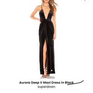 Revolve Superdown Aurora Deep V Maxi Dress in Black
